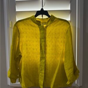 Brynn Walker Yellow Linen Button-Down Shirt